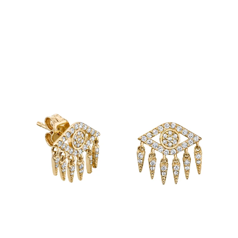 Gold & Diamond Eye Fringe Stud