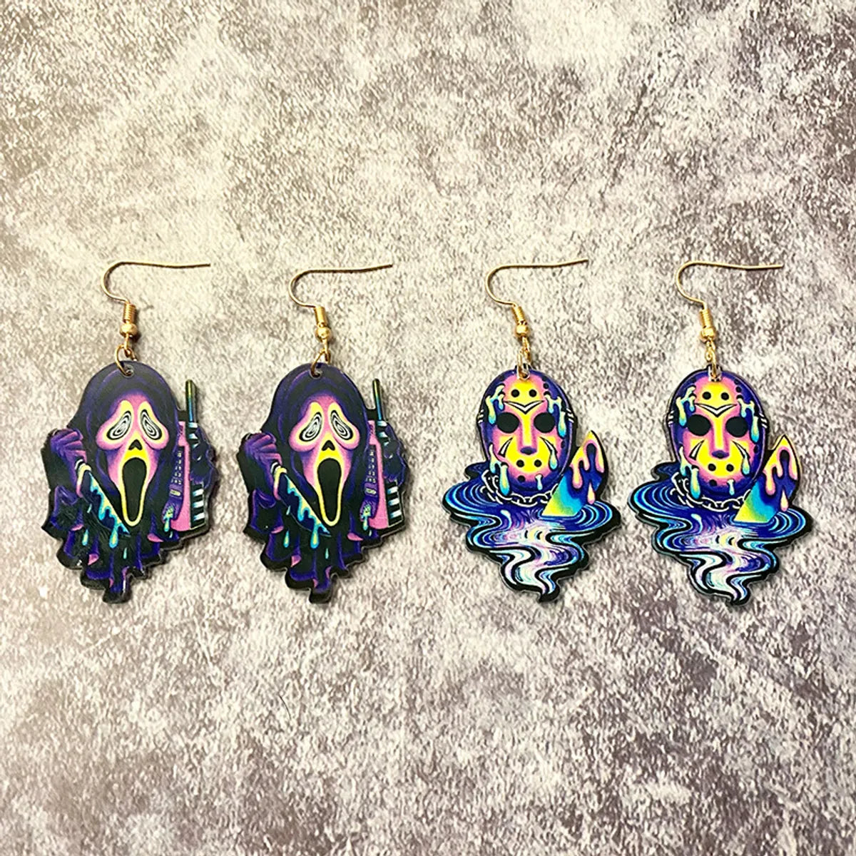 ladies earrings with teal turquoise -1 Pair Retro Classic Style Halloween Pattern Skull Arylic Drop Earrings