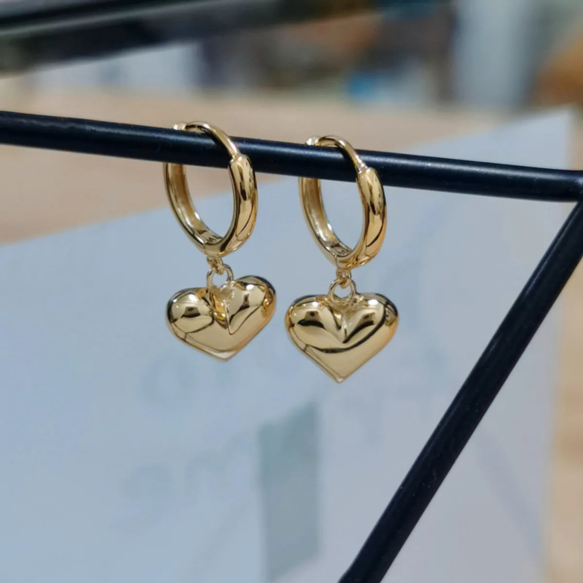 ladies earrings heart shaped design -1 Pair Simple Style Classic Style Commute Heart Shape Plating Sterling Silver 14K Gold Plated White Gold Plated Drop Earrings