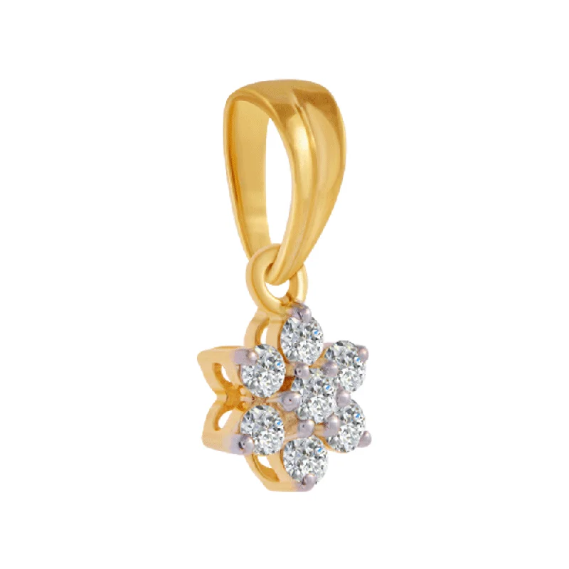 necklaces with floral charm -18KT (750) Yellow Gold And Diamond Pendant For Women