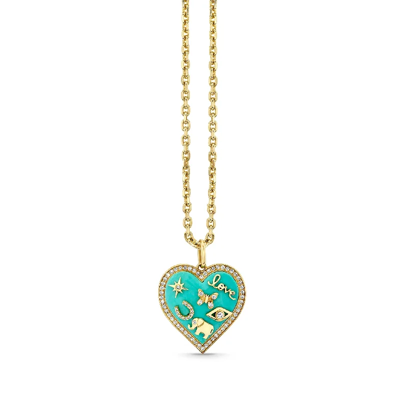 Gold & Diamond Puffy Icon Heart Charm