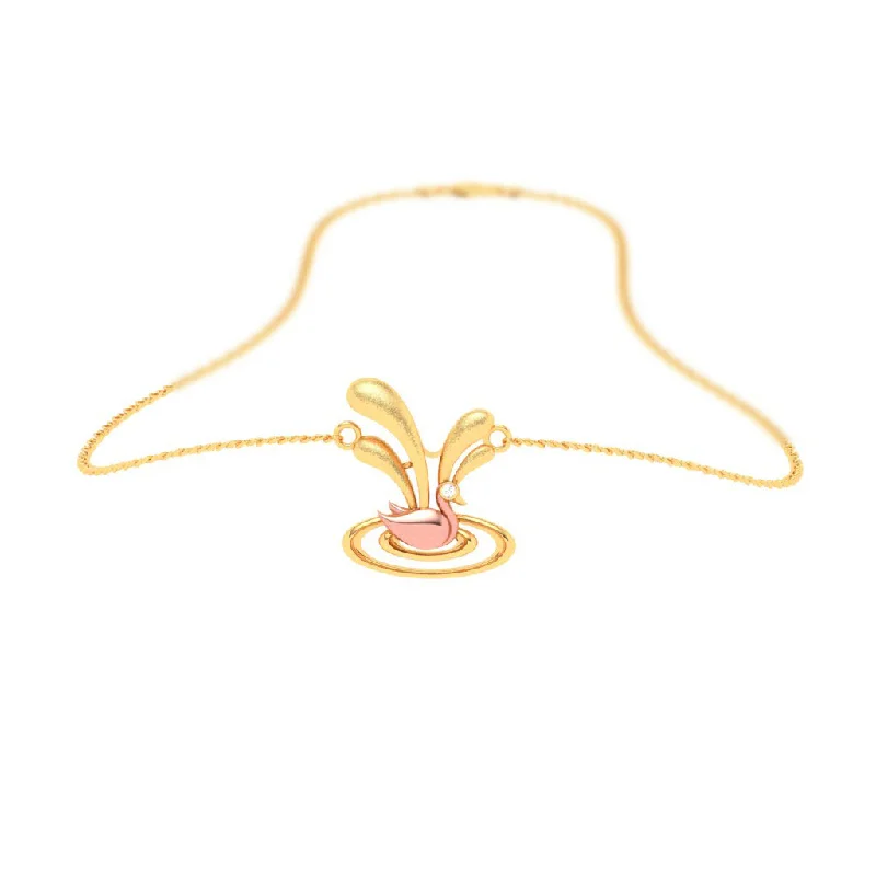 necklaces for bridal elegance -18k Swan Themed Diamond And Gold Pendant Set For Monsoon