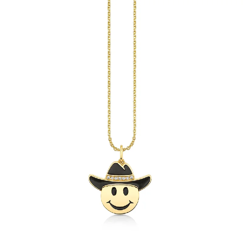 Gold & Diamond Cowboy Happy Face Charm