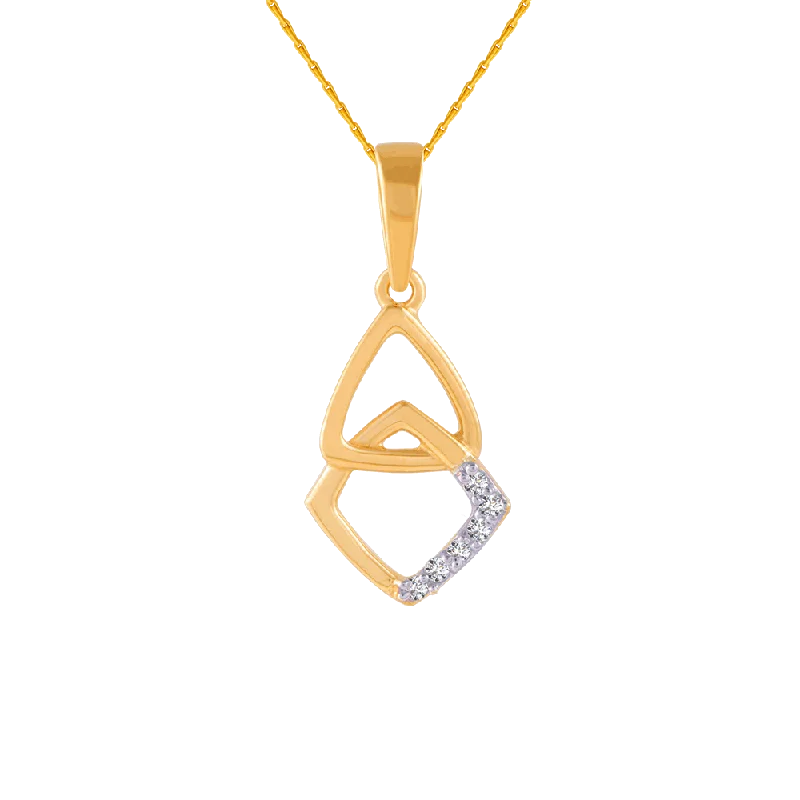 necklaces with star pendant -18KT (750) Yellow Gold And Diamond Pendant For Women