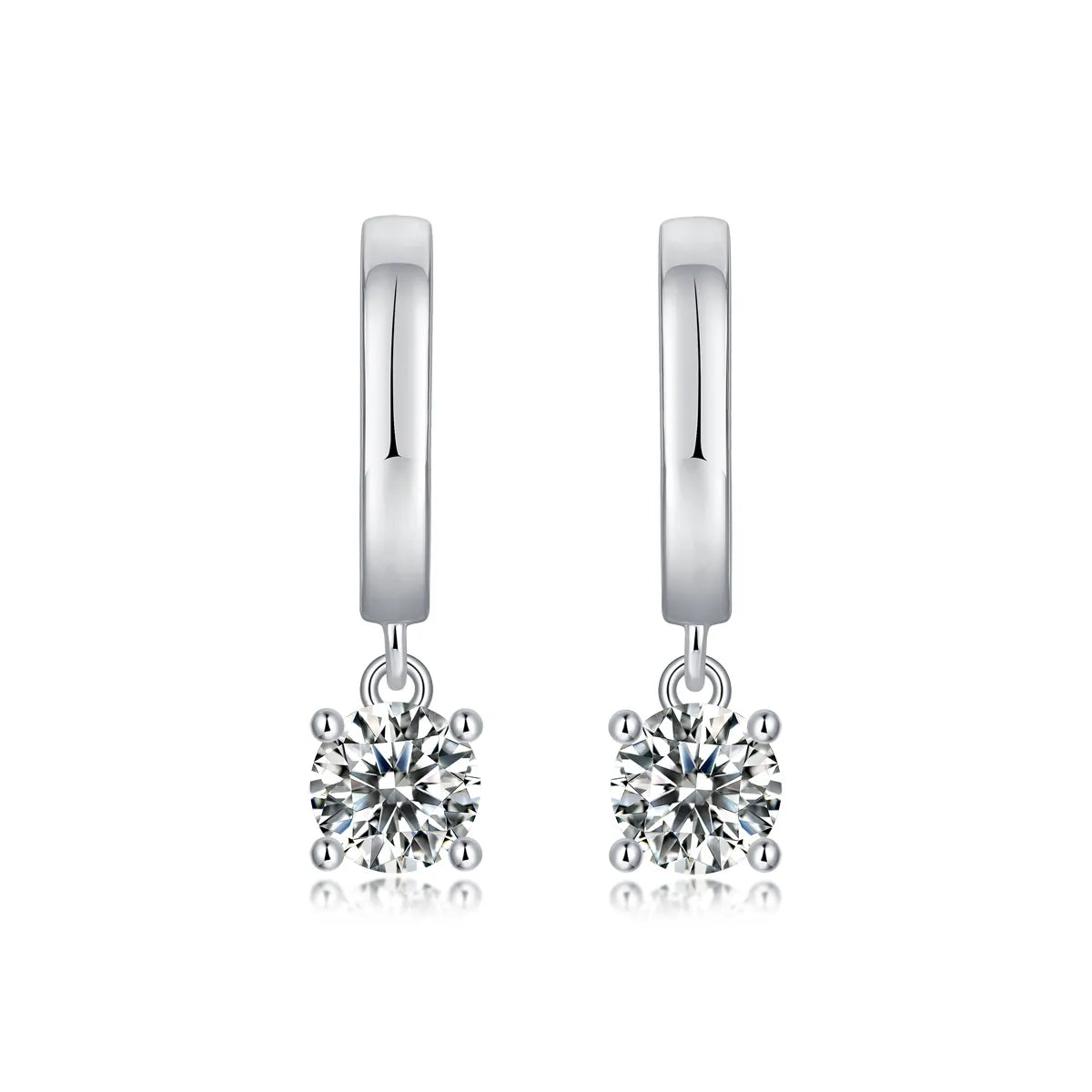 ladies earrings dainty subtle look -Simple Style Solid Color Sterling Silver Inlay Moissanite Drop Earrings