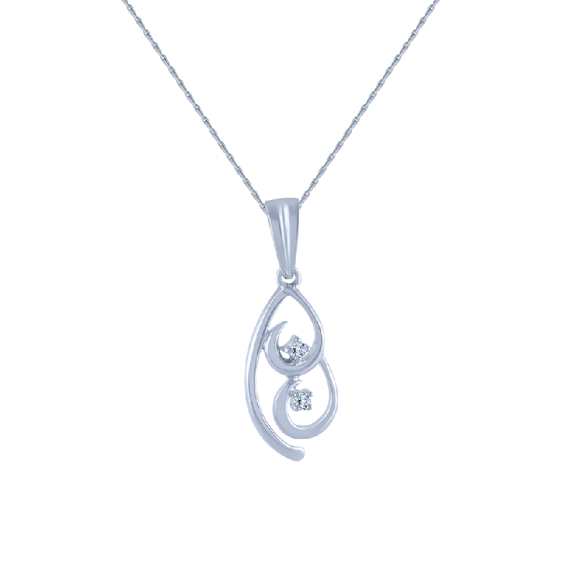 necklaces for everyday wear -18k (750) White Gold And Diamond Pendant For Women