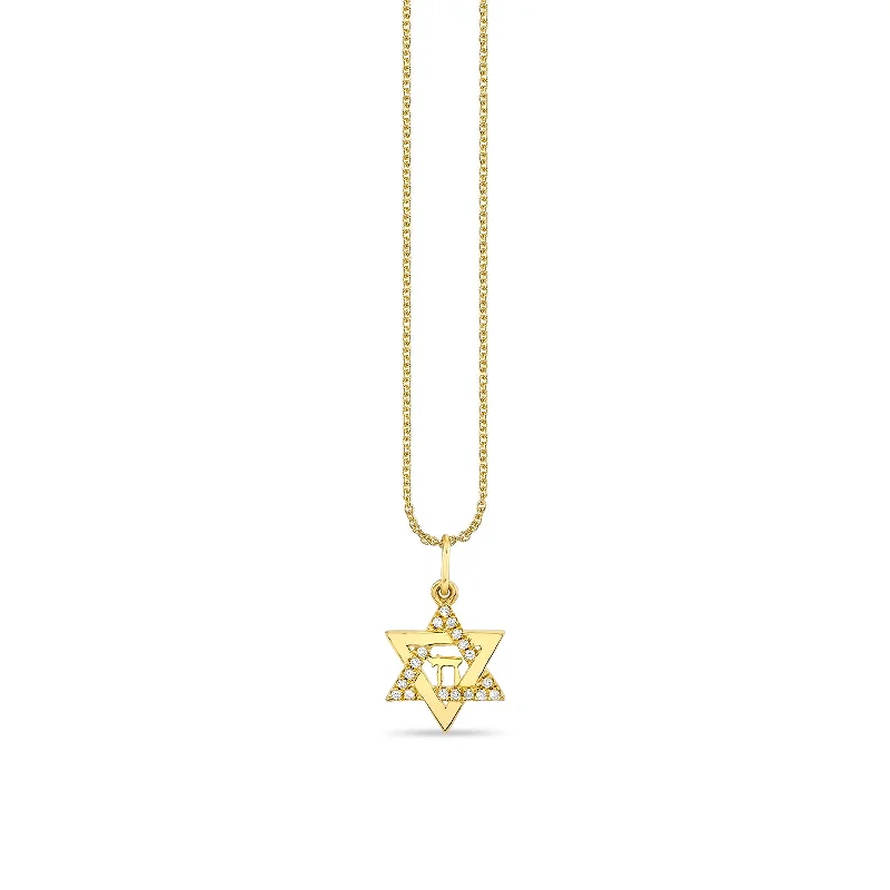 Gold & Diamond Star Of David Chai Charm