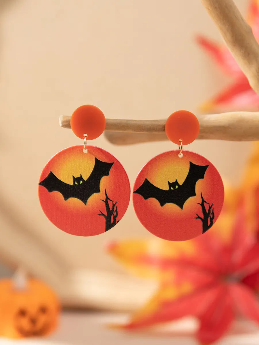 ladies earrings for casual wear -1 Pair Funny Pumpkin Bat Skull Arylic Drop Earrings