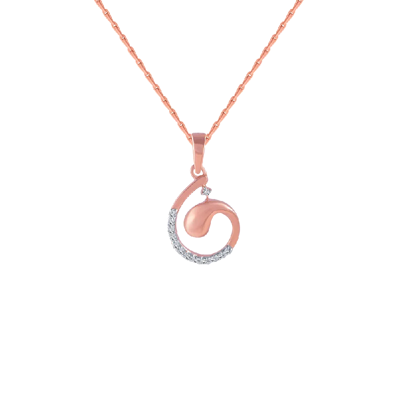 necklaces for men leather style -18KT (750) Rose Gold And Diamond Pendant For Women