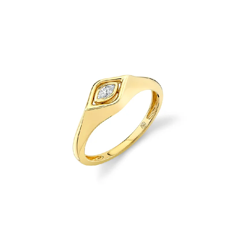 engagement rings timeless classic -Gold & Diamond Marquise Eye Signet Ring