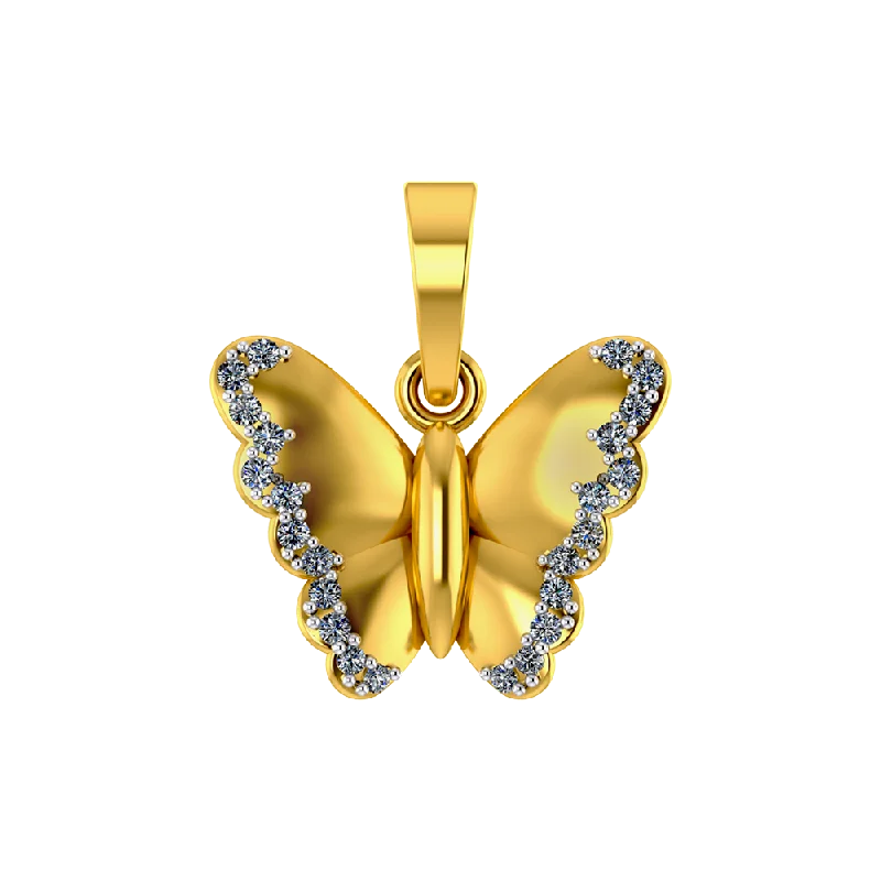 necklaces for evening wear -18k Butterfly Diamond Gold Pendant