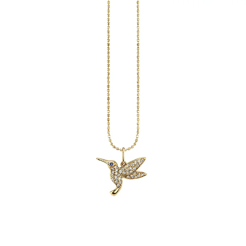 Gold & Diamond Large Hummingbird Charm