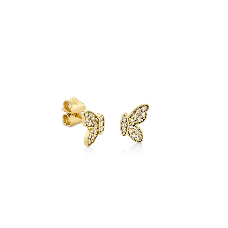 Gold & Diamond Half Butterfly Stud