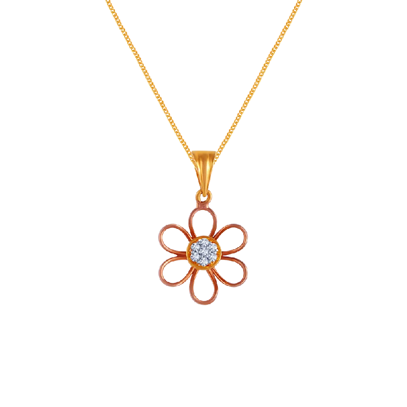 necklaces with geometric shape -Floral Diamond Pendant