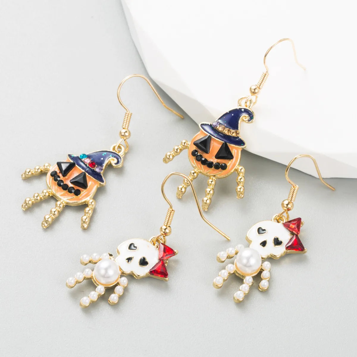 ladies earrings timeless classic appeal -Funny Skull Inlay Alloy Rhinestones Earrings