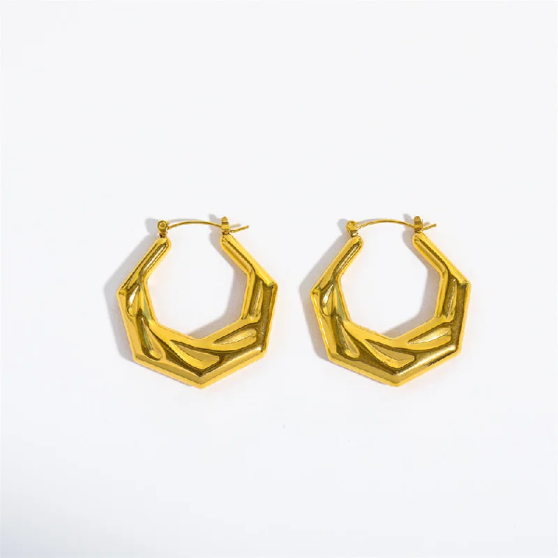 Large U-Shaped Textured Earrings 1