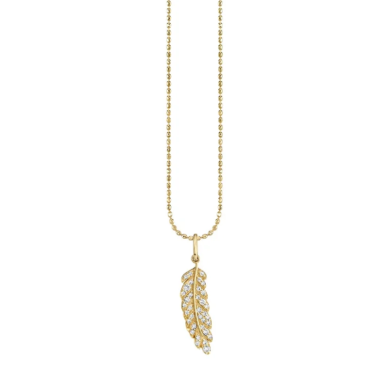 Gold & Diamond Small Feather Charm