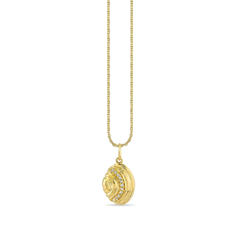 Gold & Diamond Clam Charm