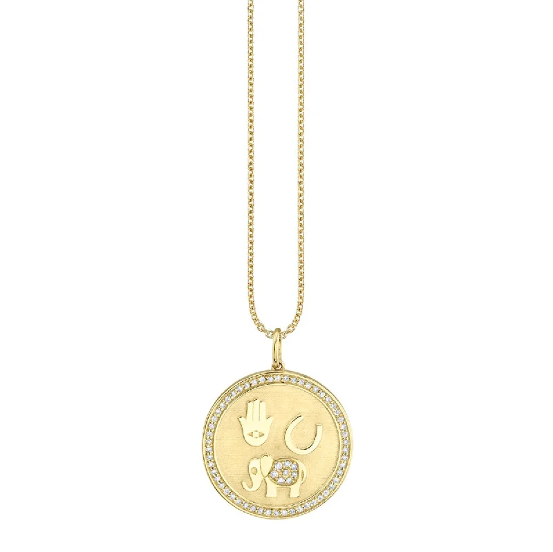 Gold & Diamond Luck and Protection Coin Charm