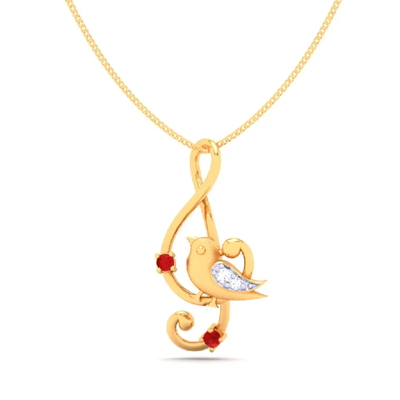 necklaces with green emerald -18KT Musical Note Bird Gold Pendant From Diamond Collection