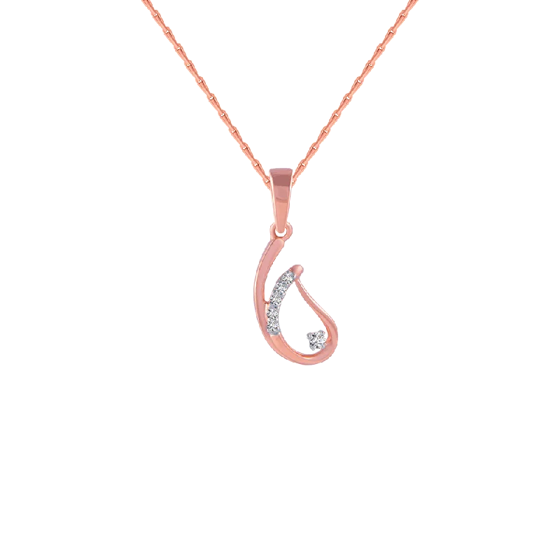 necklaces with engraved name -18KT (750) Rose Gold And Diamond Pendant For Women