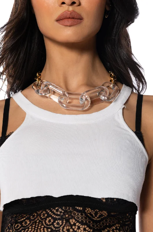 necklaces for bold fashion -RIGHT THROUGH ME ACRYLIC CHAIN CHOKER