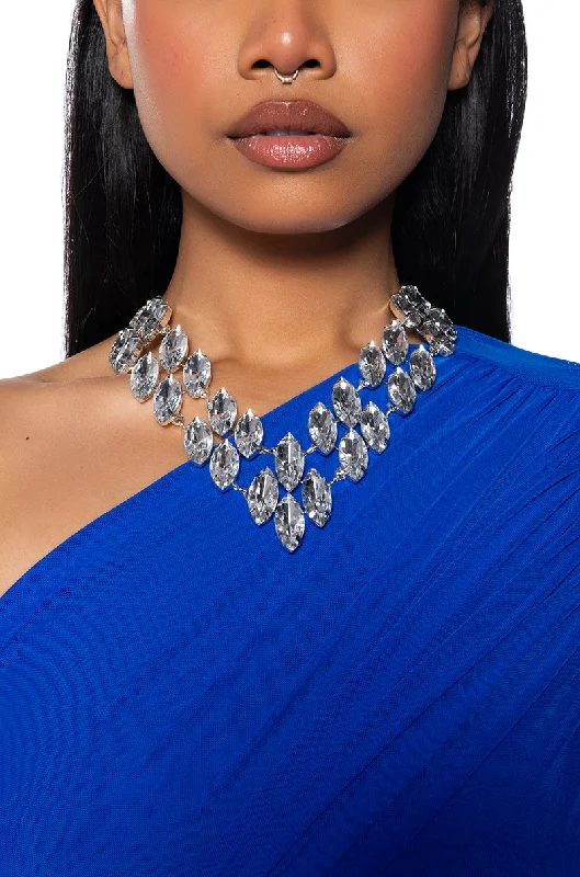 necklaces with sapphire blue -ICED OUT STATEMENT NECKLACE