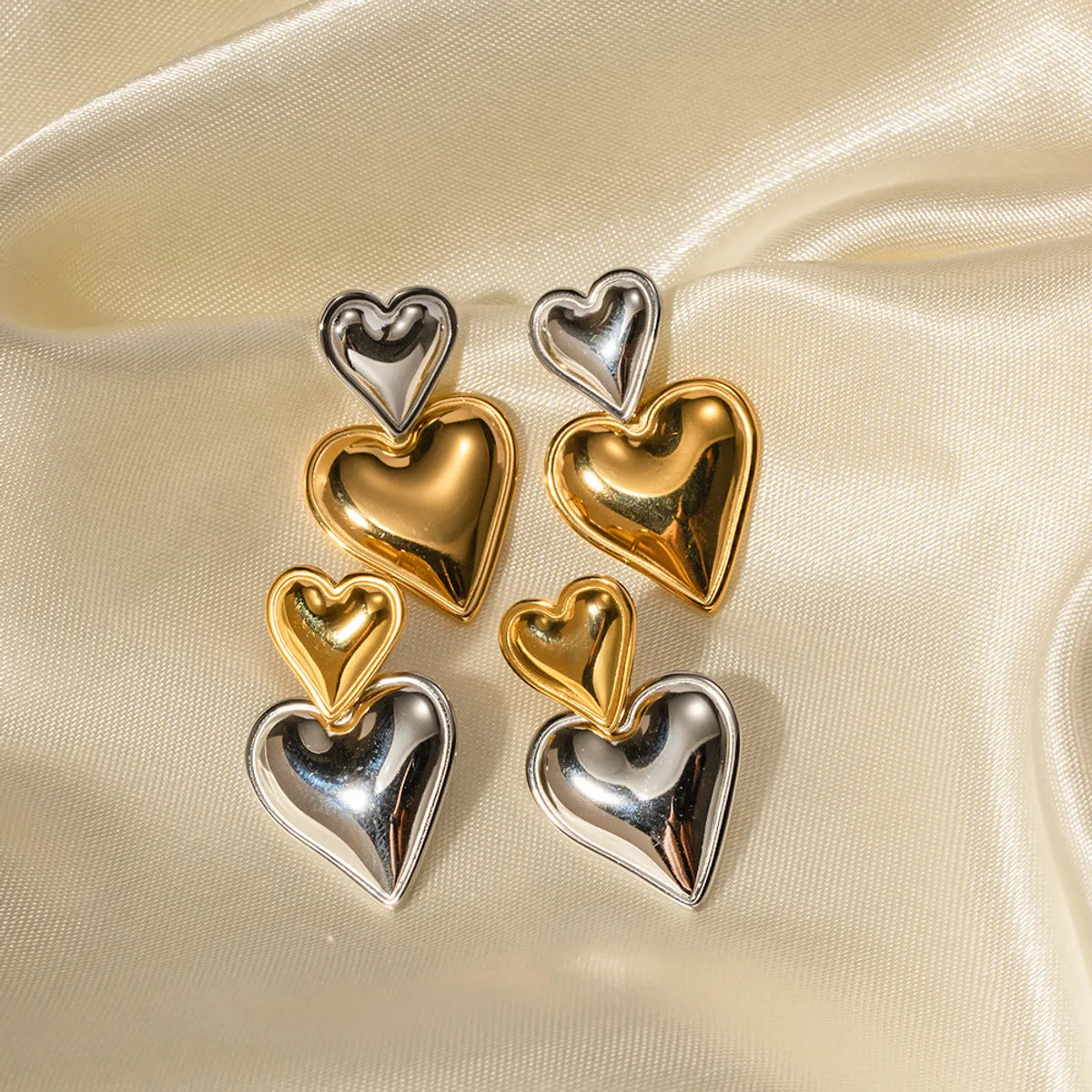 ladies earrings classic timeless beauty -1 Pair Ig Style Heart Shape Plating Stainless Steel 18k Gold Plated Drop Earrings