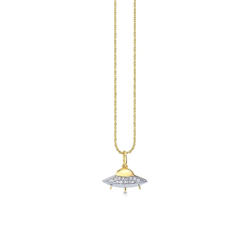 Gold & Diamond Large Flying Saucer Charm