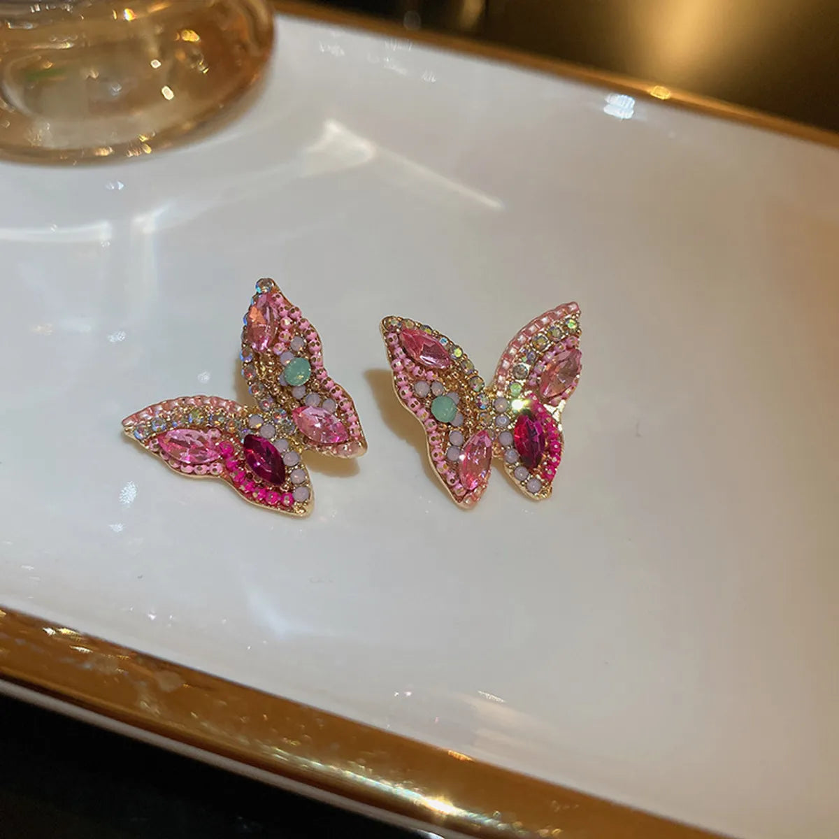 24# Silver Needle-Pink Diamond Butterfly