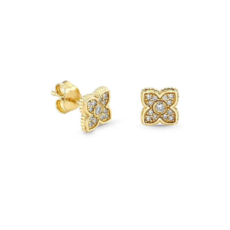 Gold & Diamond Mini Moroccan Flower Stud