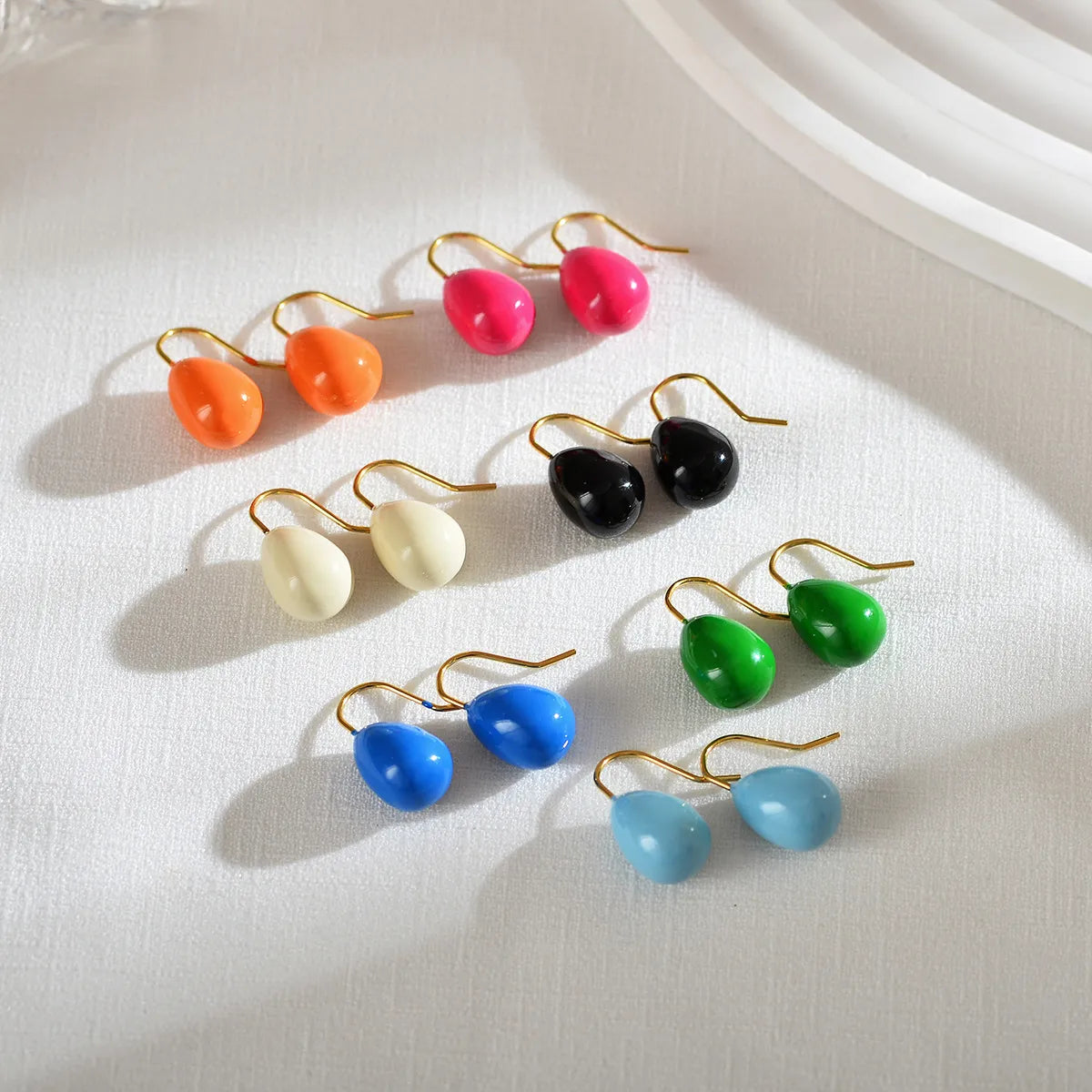 ladies earrings for beach wear -1 Pair Modern Style Solid Color Enamel Stainless Steel 18k Gold Plated Ear Studs