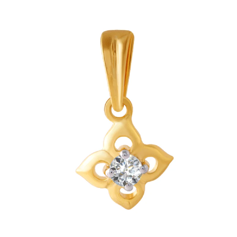 necklaces for beach wear -18KT (750) Yellow Gold And Diamond Pendant For Women