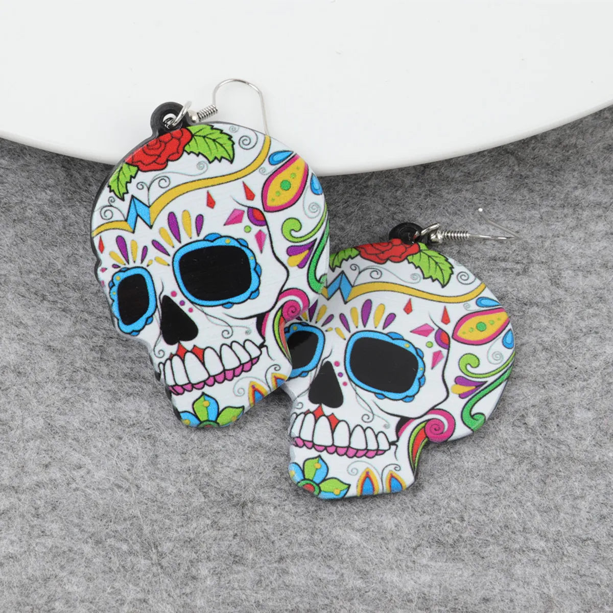 ladies earrings with yellow citrine -1 Pair Basic Classic Style Skull Arylic Drop Earrings