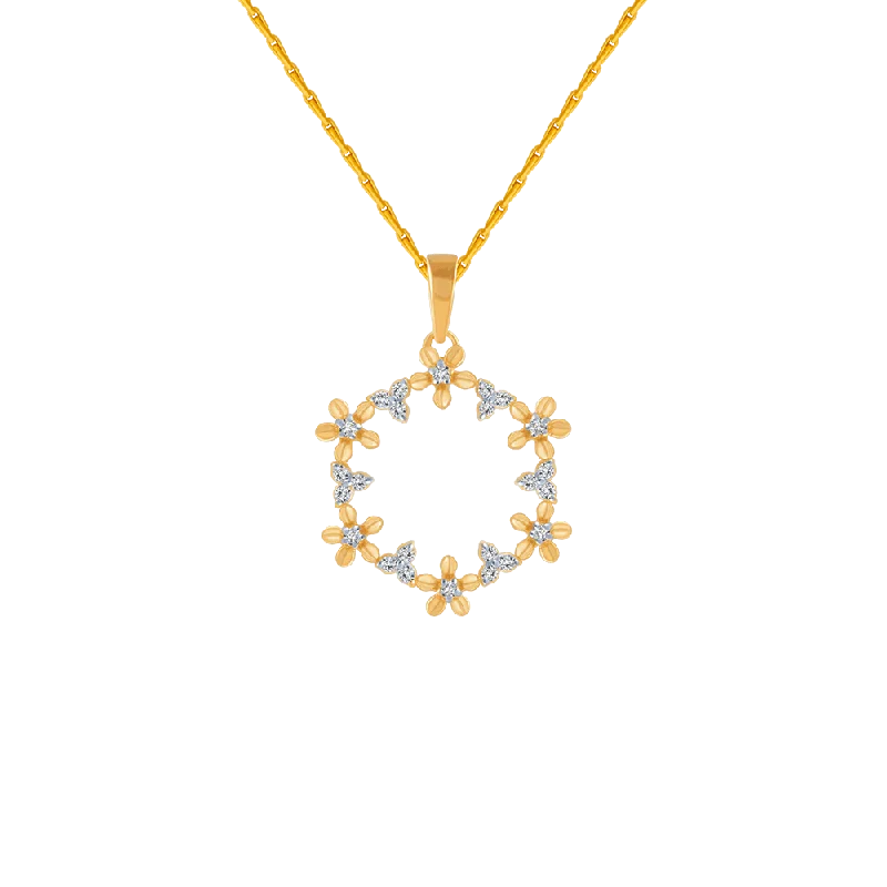 necklaces elegant gold tone -18KT (750) Yellow Gold And Diamond Pendant For Women