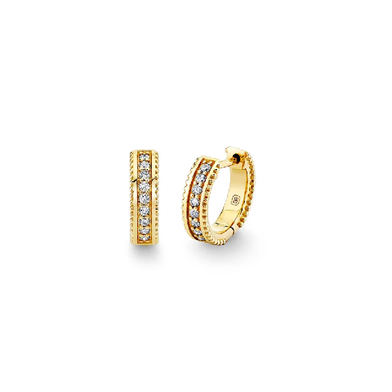 Gold & Diamond Scallop Edge Huggie Hoops