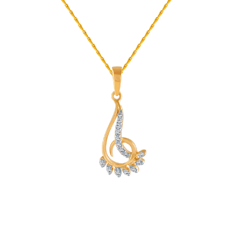 necklaces lightweight daily use -18KT (750) Yellow Gold And Diamond Pendant For Women