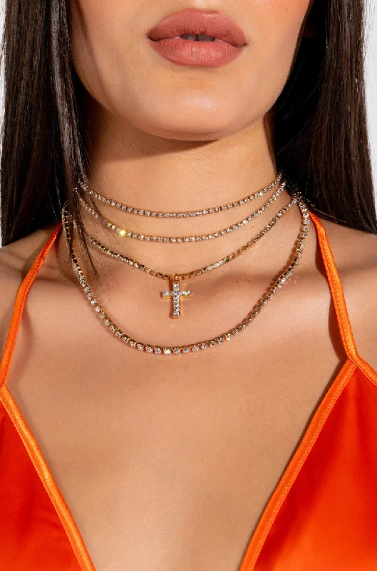 necklaces sleek modern design -RHINESTONE LAYERED NECKLACE