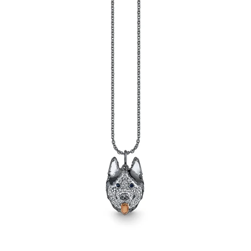 Black Rhodium & Diamond Husky Charm