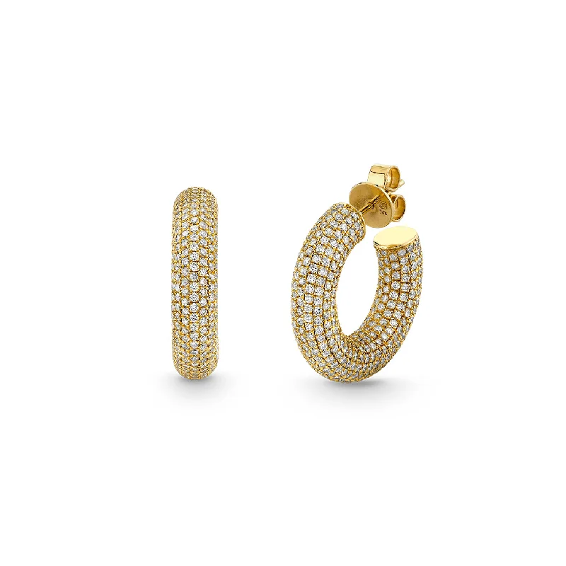 engagement rings under 1000 dollars -Gold & Pave Diamond Puffy Hoops