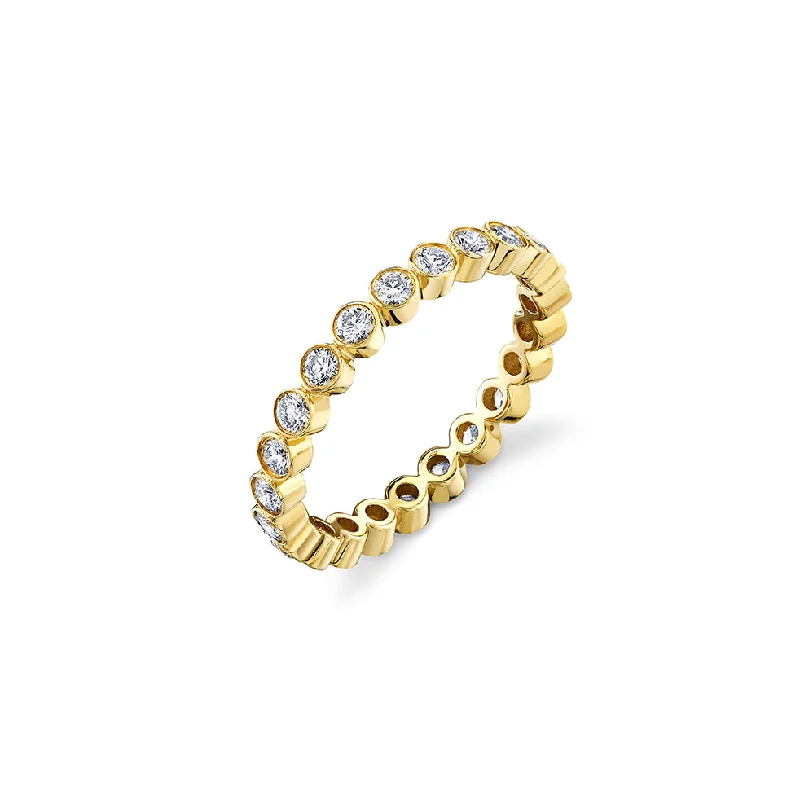 engagement rings with ruby stone -Gold & Diamond Bezel Eternity Ring