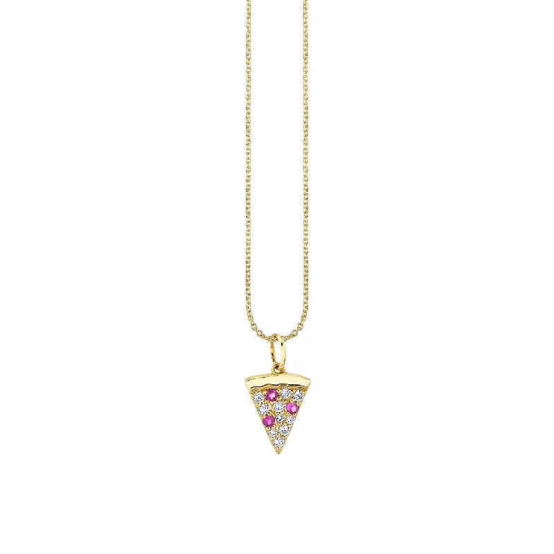 Gold & Diamond Large Pizza Slice Charm