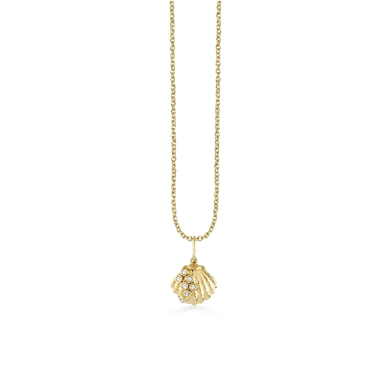 Gold & Diamond Small Clam Shell Charm