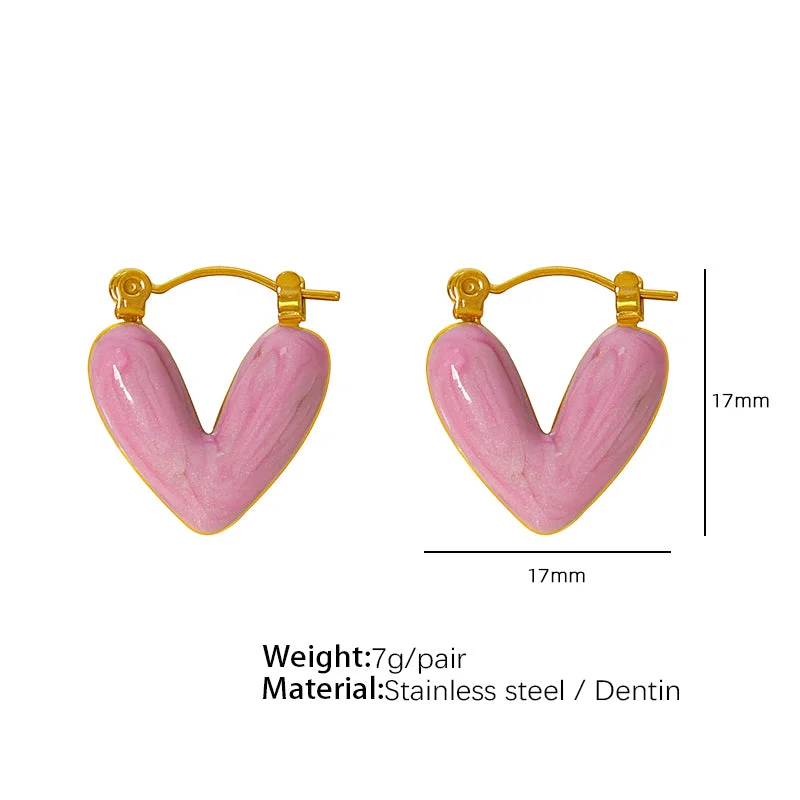 Eh62 Light Pink Enamel Earrings