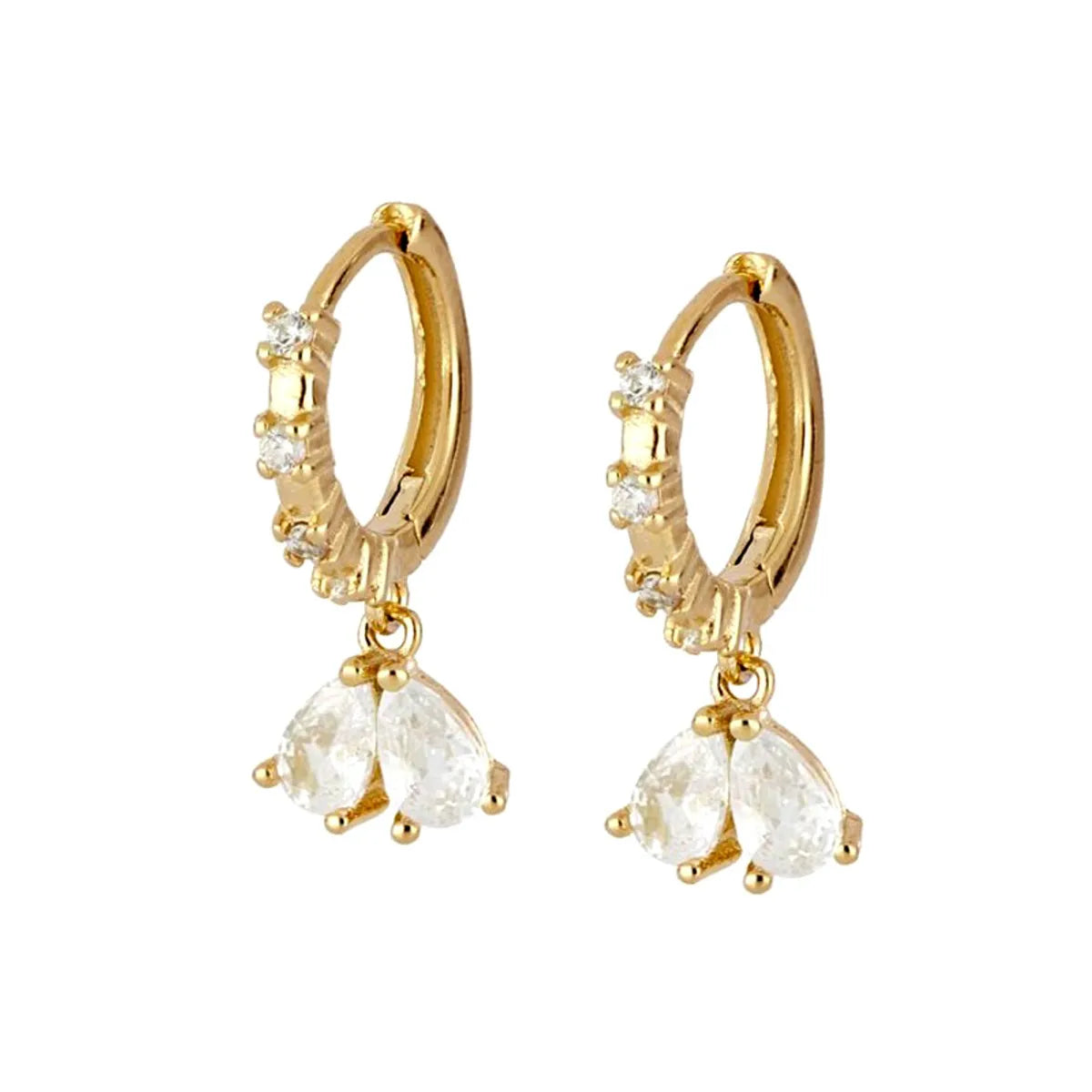 ladies earrings floral motif style -European And American Fashion Trend Earrings Fashion Temperament Water Drop Zircon Ear Buckle Earrings