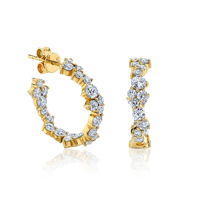 Gold & Diamond Large Cocktail Medium Hoops