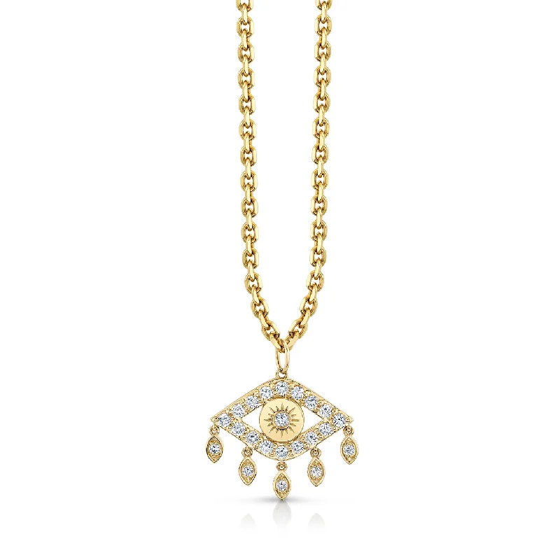 Gold & Diamond Large Eye With Marquise Eye Fringes Charm