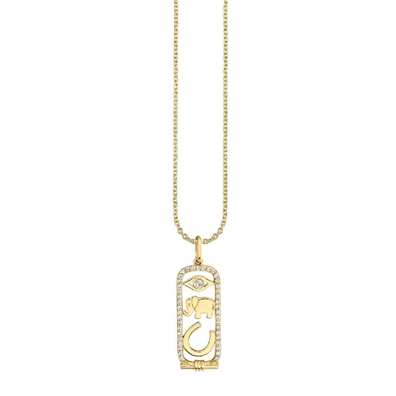 Gold & Diamond Luck & Protection Cartouche Charm