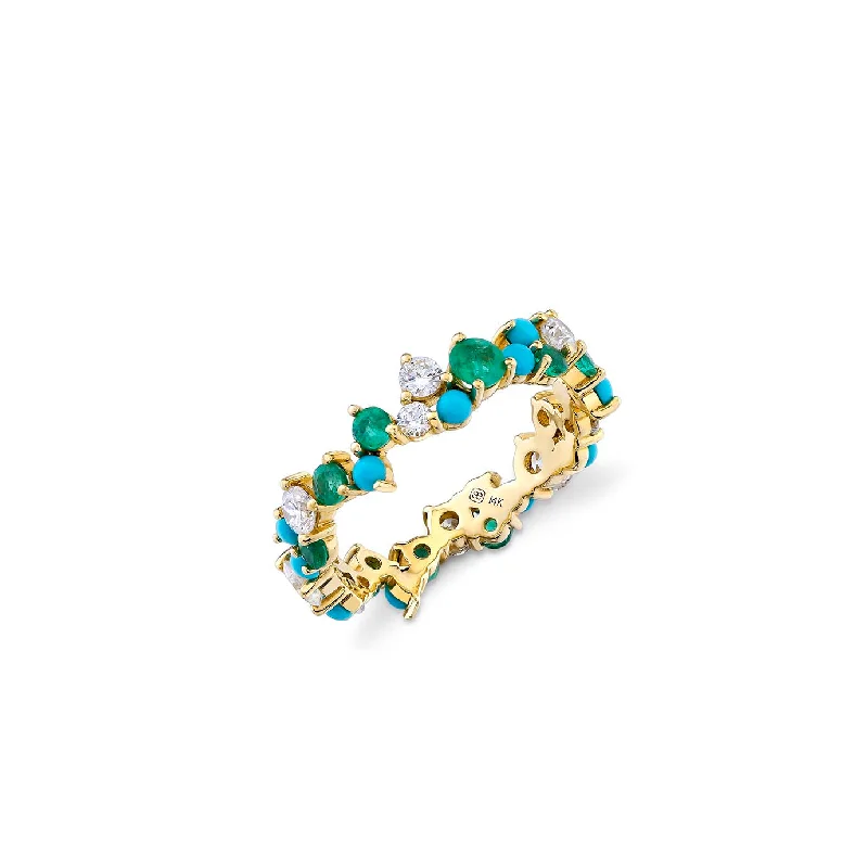 engagement rings teal turquoise flair -Gold & Diamond Tri Stone Cocktail Eternity Ring