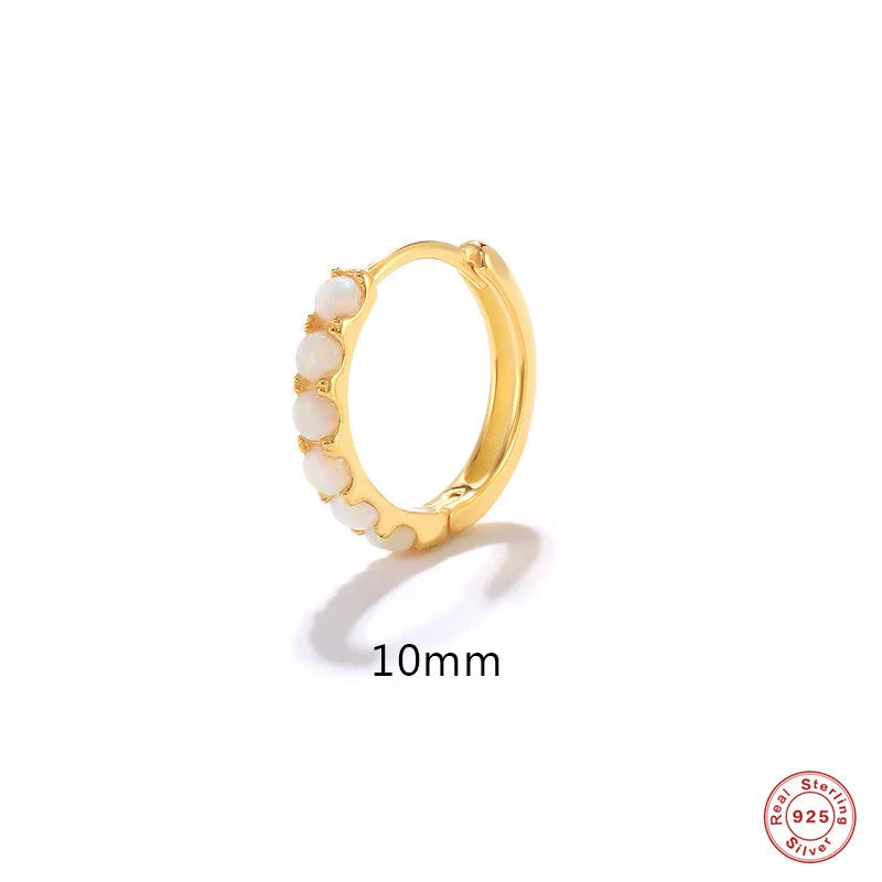 Single Golden-10mm White Opal